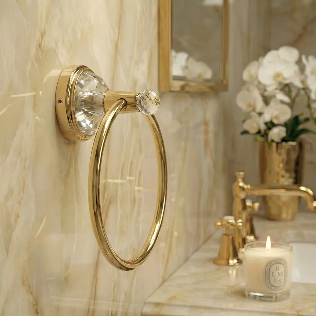 Кольцо для полотенец золото с кристаллами Swarovski BRAVAT (D7286G-SW)