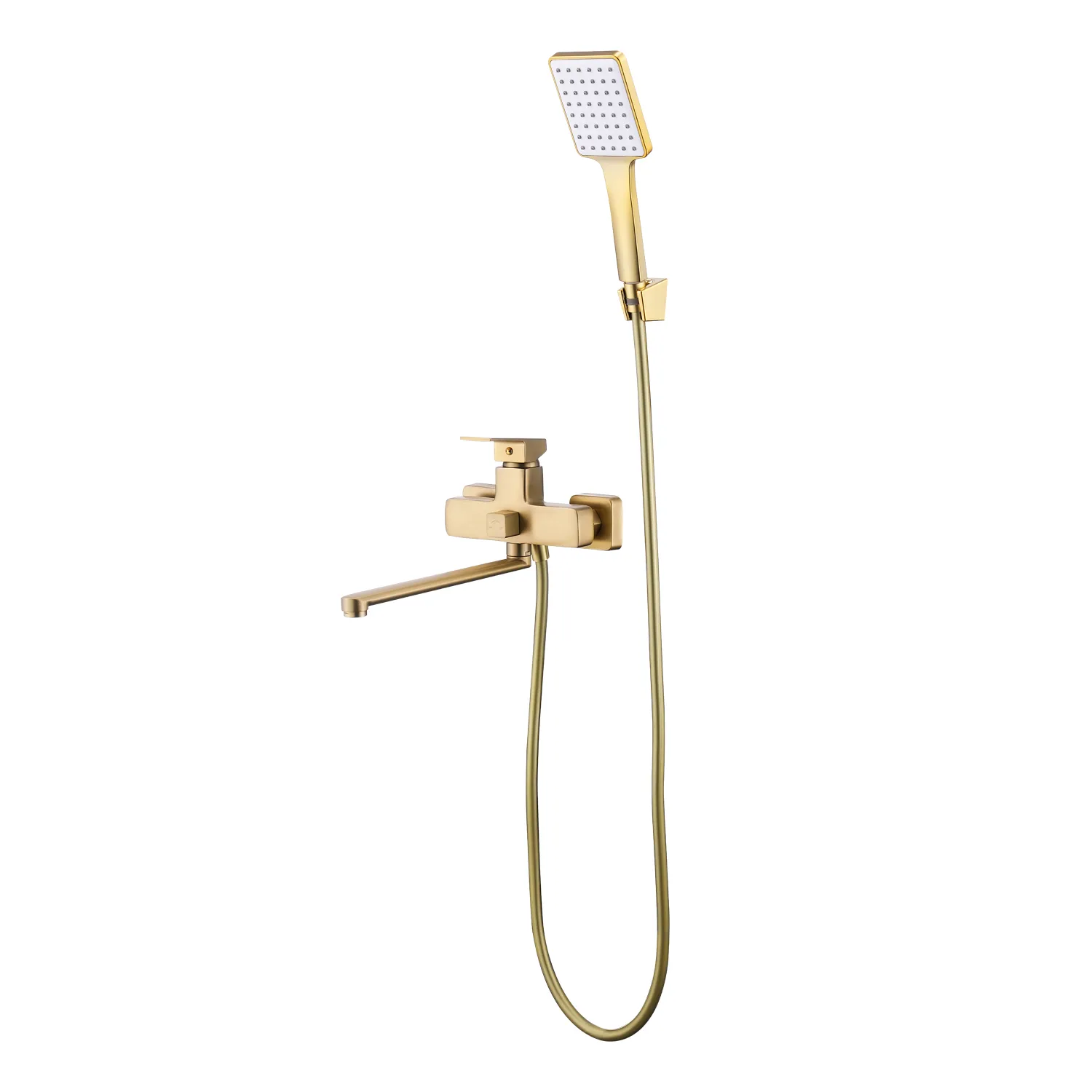 Смеситель Prohanss для ванны и душа универсальный поворотный излив 30 см, золотой сатин (P60.22.03)