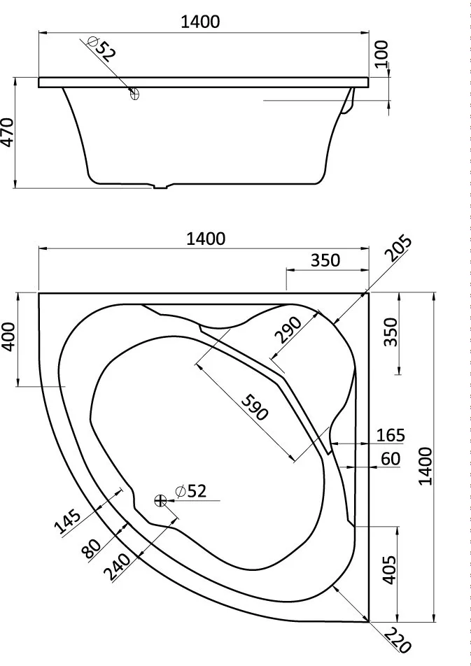 Ванна акриловая Santek Карибы 140x140 1.WH11.1.982