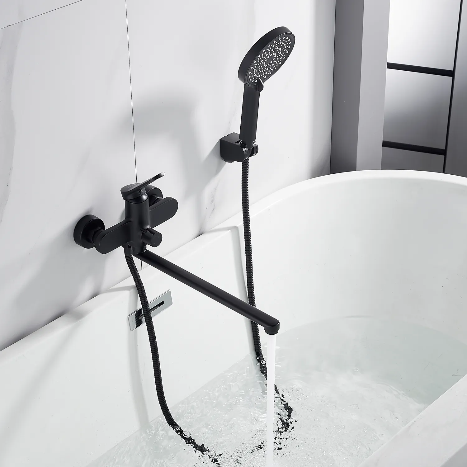 Смеситель для ванны Shevanik S4322H, черный