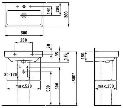 Раковина Laufen Pro S (8.1895.9.000.104.1) (60 см)