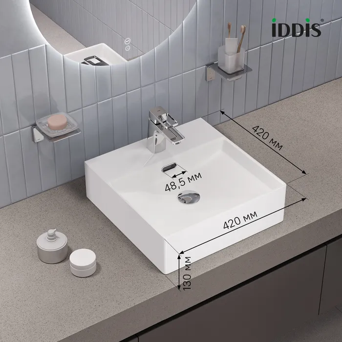 Умывальник накладной/подвесной, белый глянцевый, Bild, IDDIS, BILWS42i27