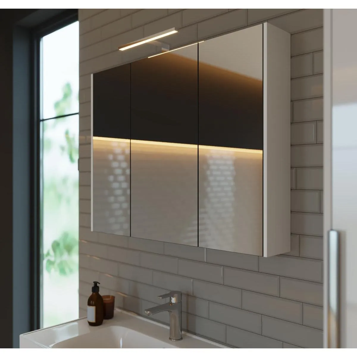 Зеркальный шкаф Dreja Prime 90 см, белый