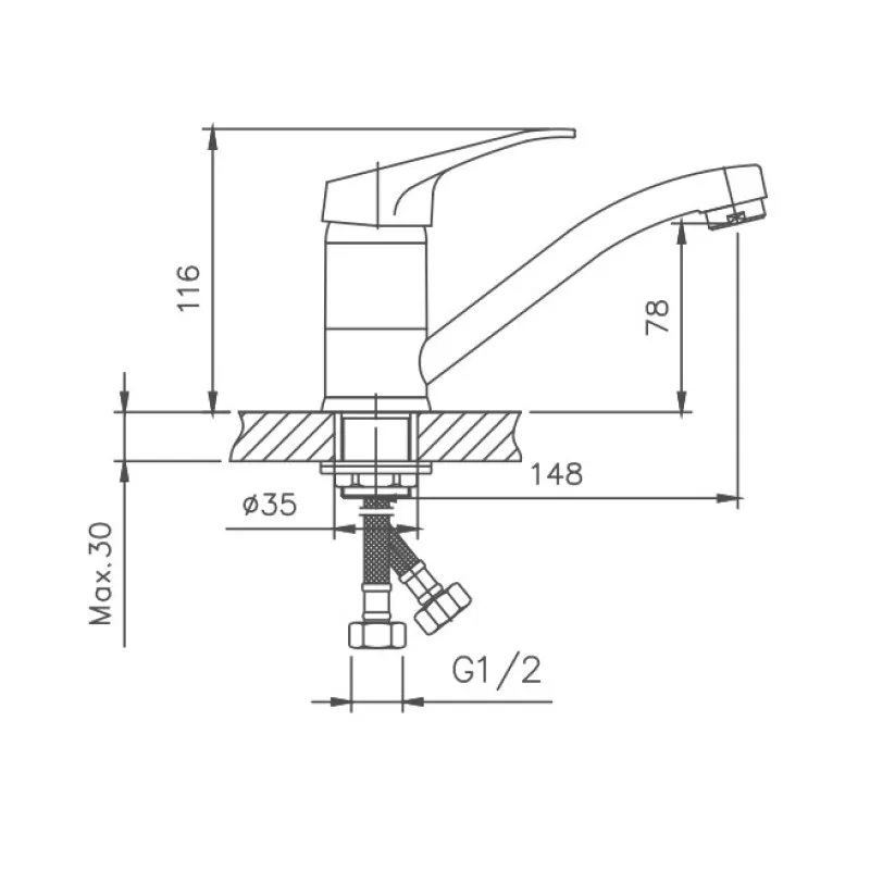 Смеситель для кухни Cron CN4513-2, хром