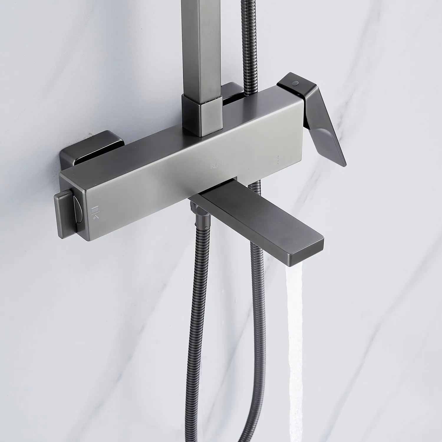 Душевая система Rose R1056T, оружейная сталь