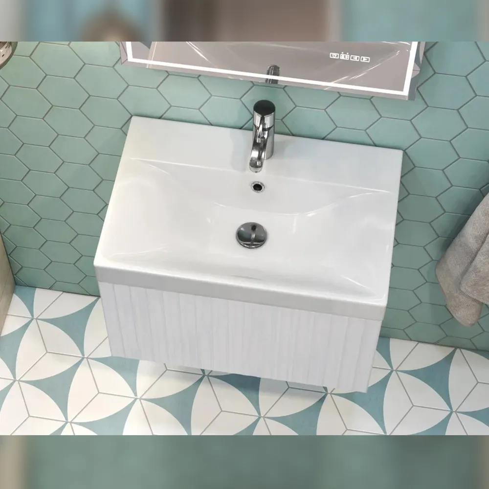 Тумба с раковиной подвесная Velvex Compo tp.COM.9696.60.1Y белый глянец, 60 см