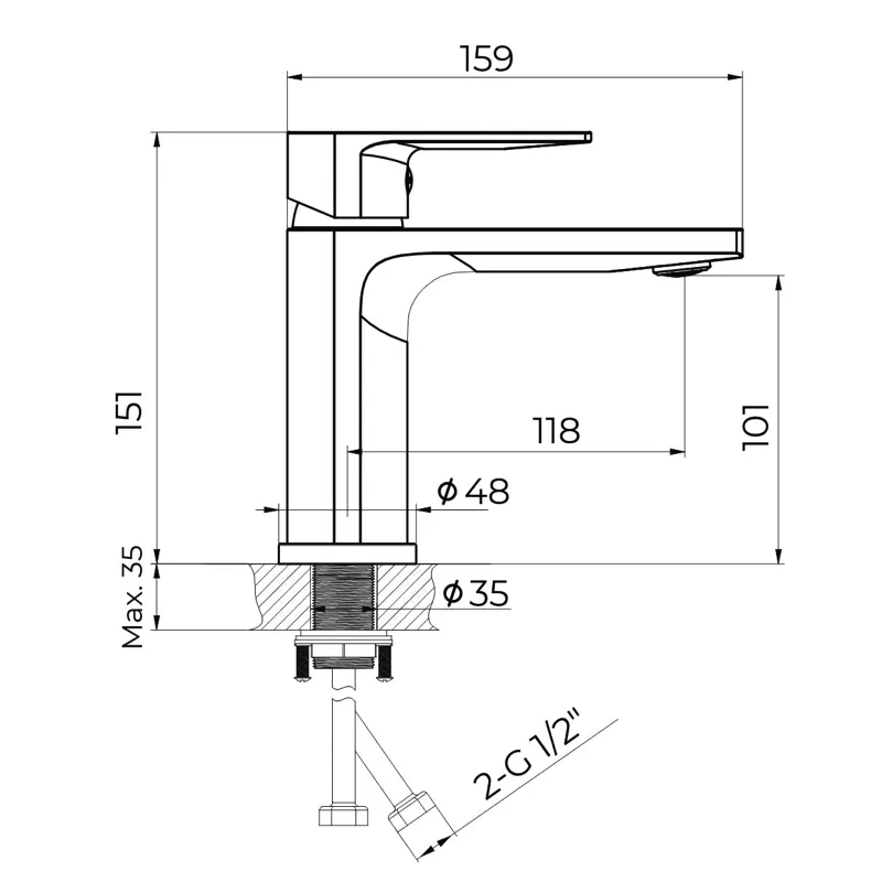 Cмеситель для раковины Knotlor KN-30, хром