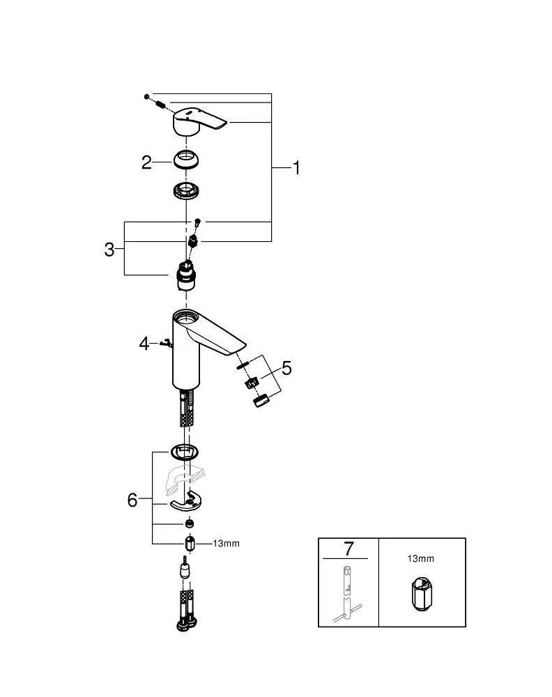 Смеситель для раковины GROHE Eurosmart стандартный, хром (арт. 23323003)