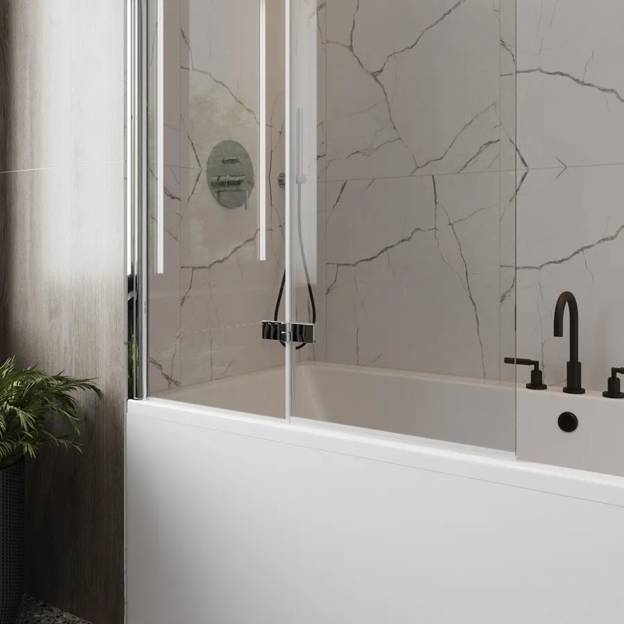 Шторка на ванну 100х140 см Maretti Valentina VA41R100140097-015, профиль хром