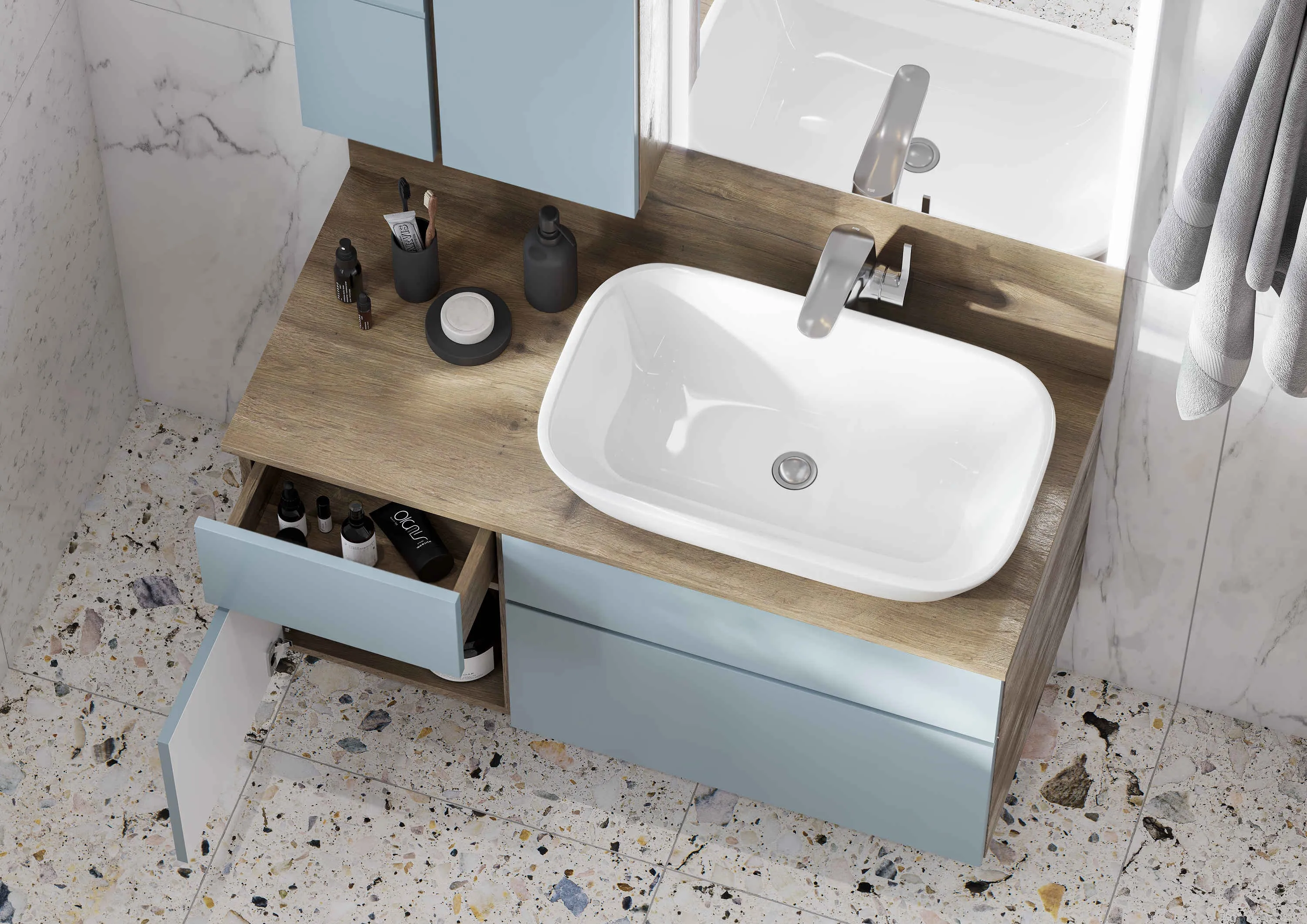 1A2569K2MIX30 Набор Aquaton: 1A256901MIX30 Тумба-умывальник Мишель 100 Дуб Рустикальный/ 1AX169WBXX000 Раковина Инфинити/ 1A256703MIDR0 ЛВДСП