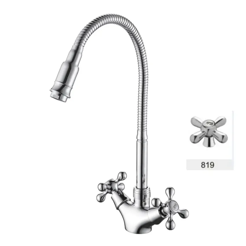 Смеситель для кухни с гибким изливом D-Lin D153819-Q, хром