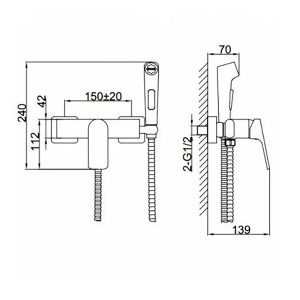 Гигиенический душ со смесителем FRAP F7586-6, черный