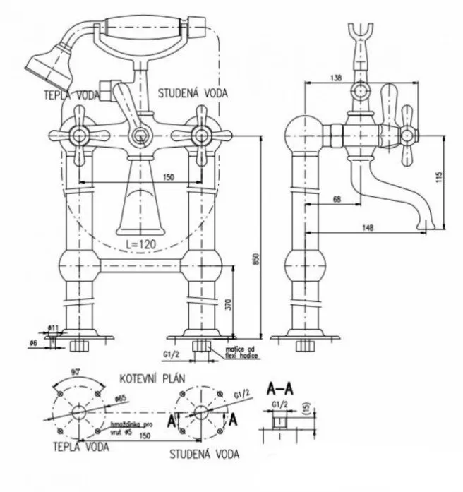 Смеситель для ванны Rav Slezak Morava MK550.5/2