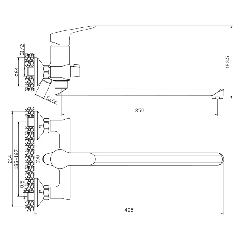 Смеситель для ванны WesnaArt TIS TIS21-320, хром