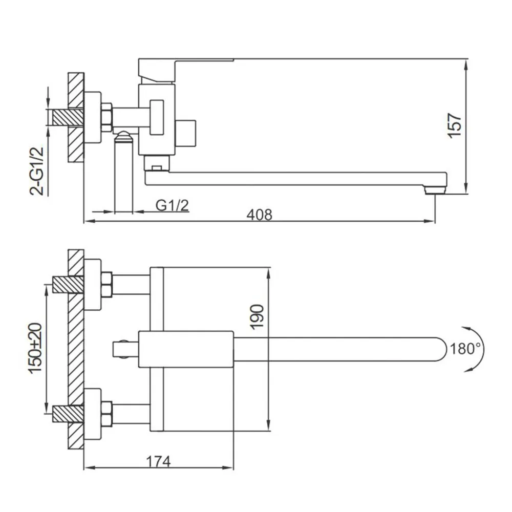 Смеситель для ванны FRAP F22802-26, черный