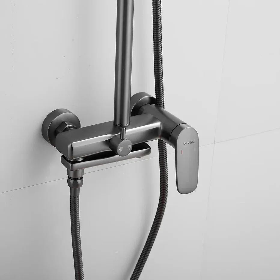 Душевая система Shevanik S8536T, оружейная сталь