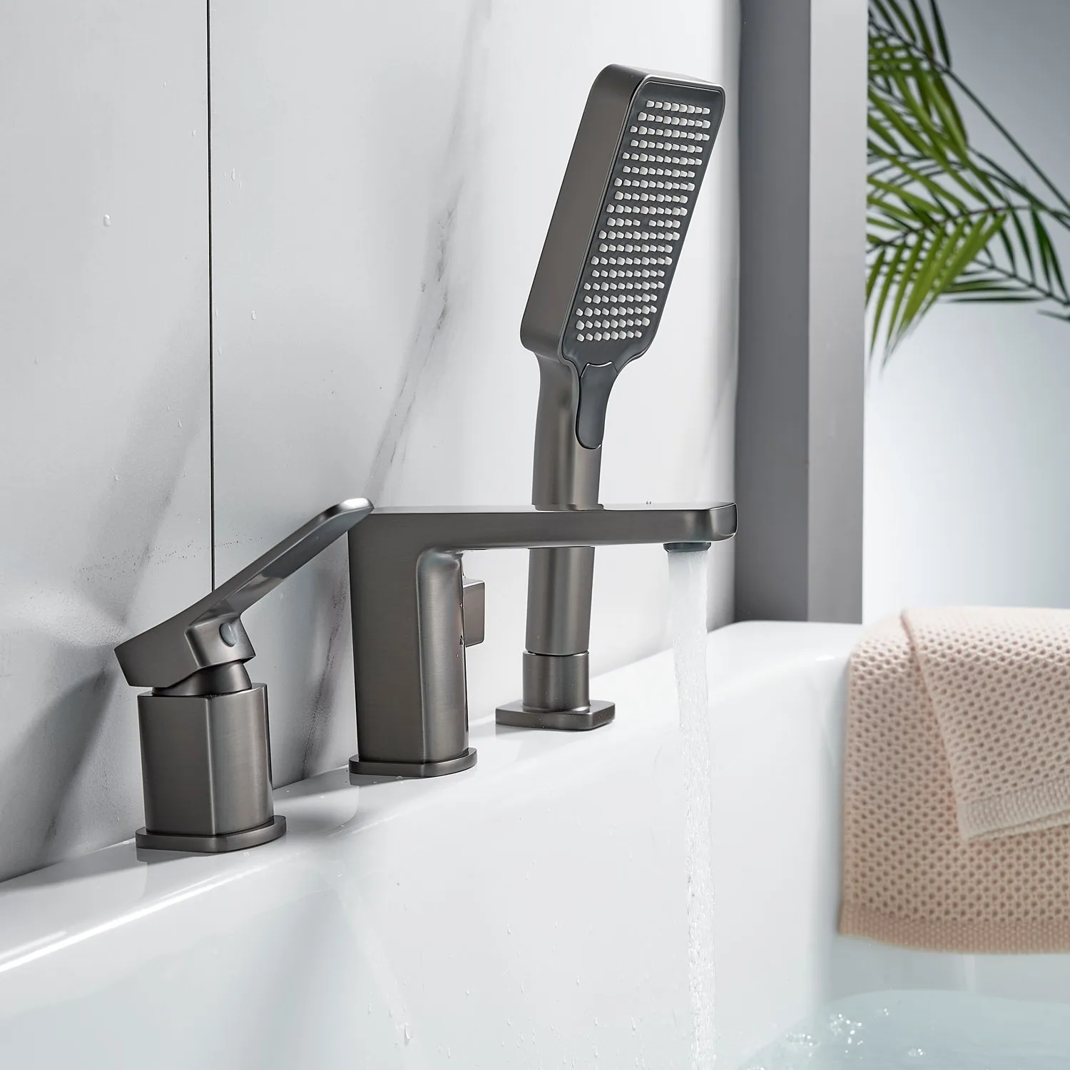 Смеситель на борт ванны Shevanik S9912T, оружейная сталь