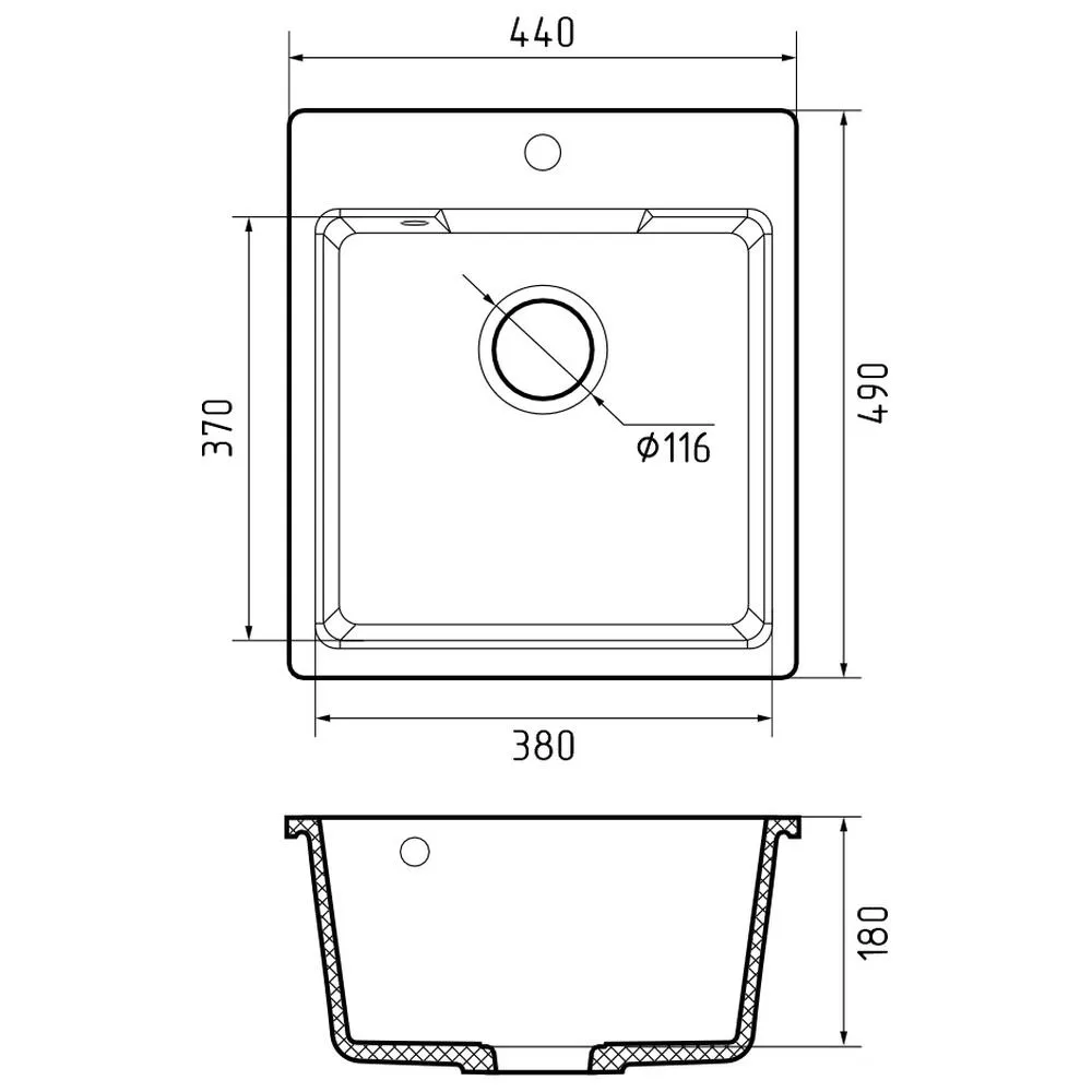 Кухонная мойка GranFest URBAN 644, песочный