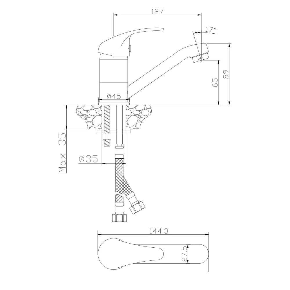 Смеситель для раковины WesnaArt PROF PRO18-220, хром