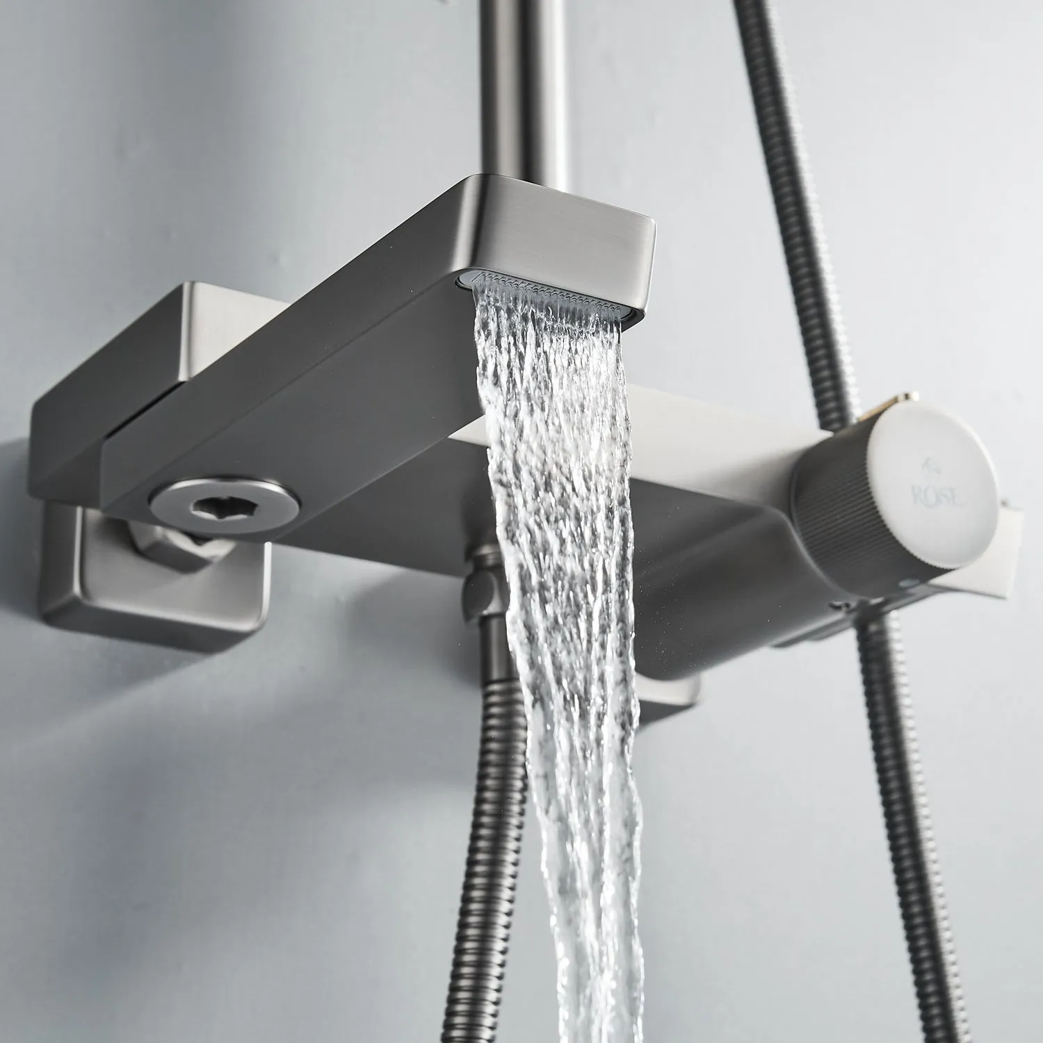 Душевая система с термостатом Rose R1896T, пепельный