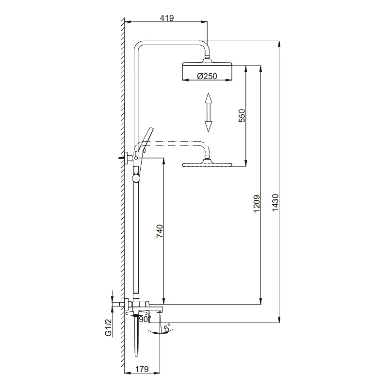 Душевая система FRAP F2485-6, черный