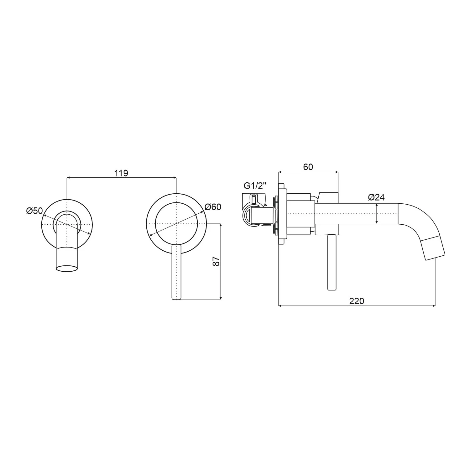 Смеситель для раковины встраиваемый Maretti Eleganza Black ENB32RF13, черный