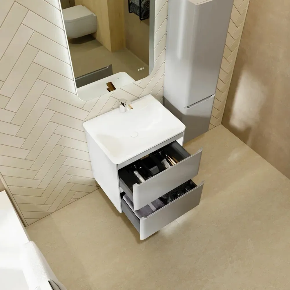 Тумба с раковиной подвесная RAVAL Вельто 2 60, светло-серый