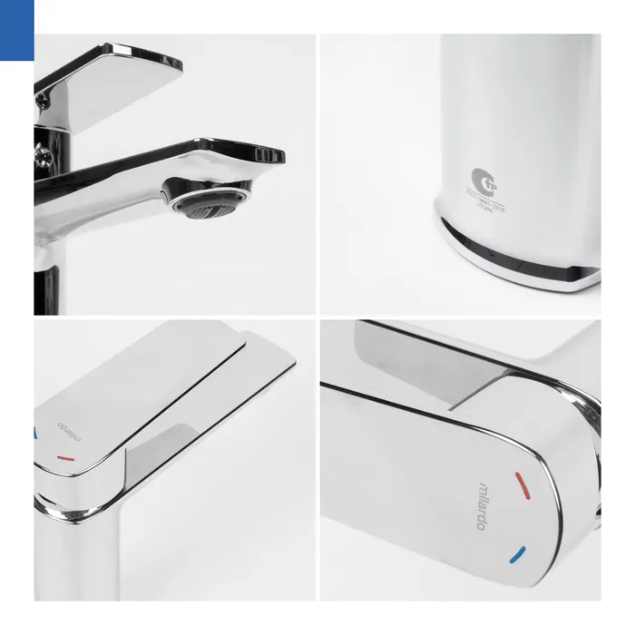 Смеситель для умывальника, хром глянцевый, Poli, Milardo (POLSB00M01)