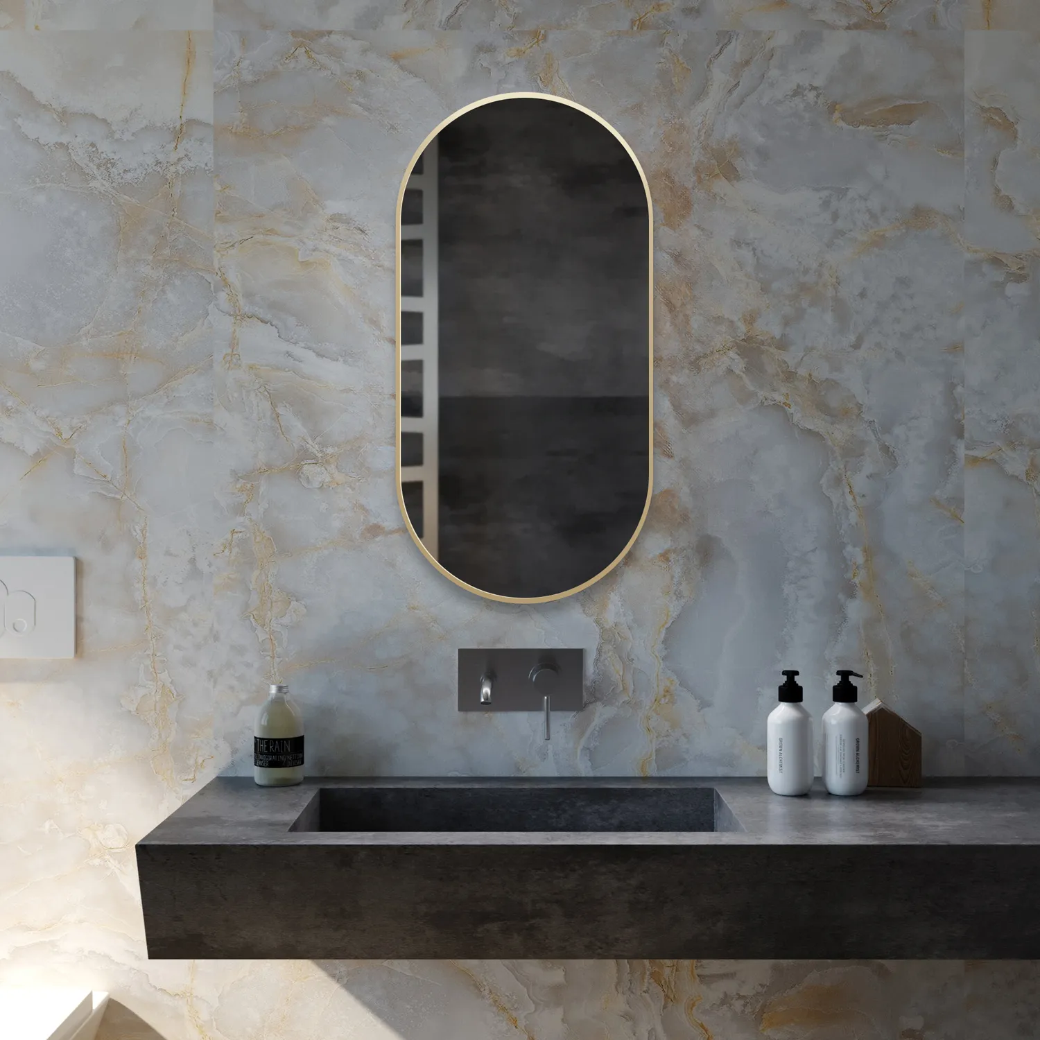 Зеркало MIXLINE "Мираж" 500*1000 ШВ ал. профиль ЗОЛОТО (559330)