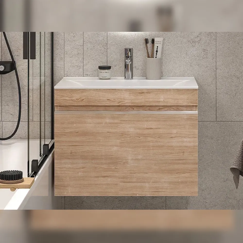 Тумба с раковиной подвесная Velvex Pulsus tp.PUL.PUL.70.1Y дуб сонома, 70 см