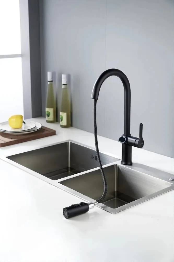 Смеситель для кухни с индикатором температуры Knotlor KN-100/BL, черный