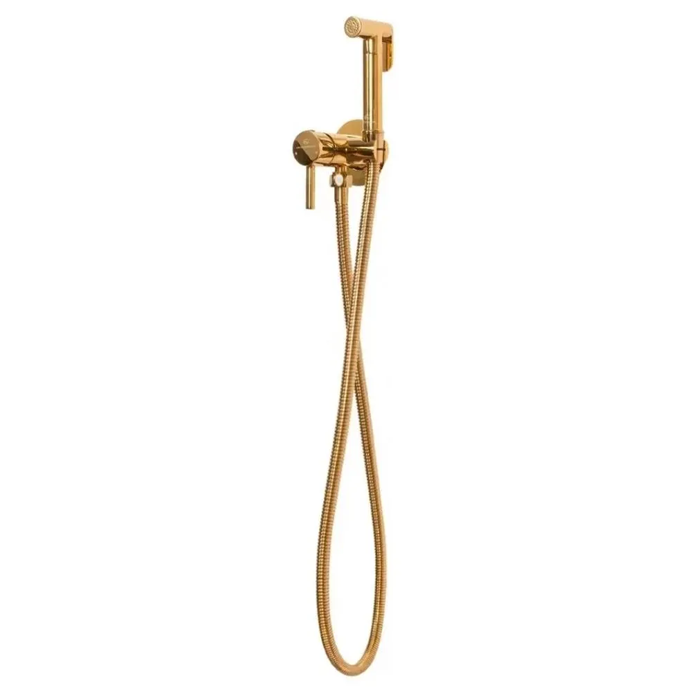 Гигиенический душ со смесителем встраиваемый Grocenberg GB001GO, золото
