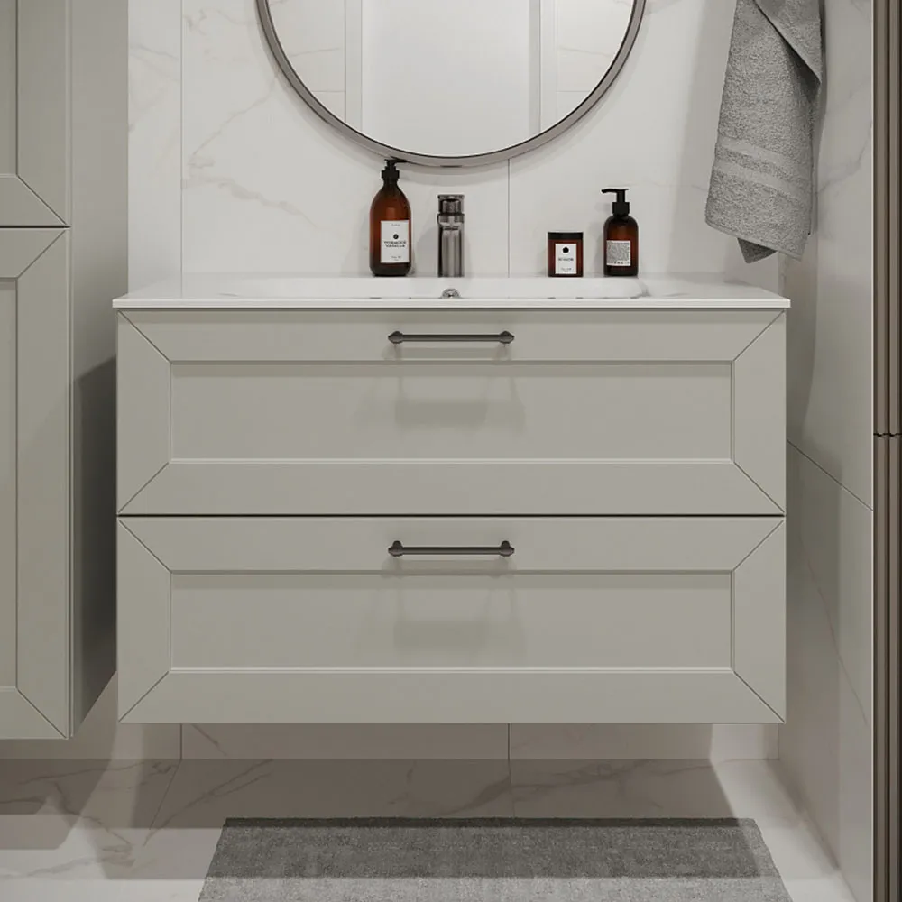 Тумба с раковиной подвесная (100см) Terminus Victoria VIC101002900301O, белый