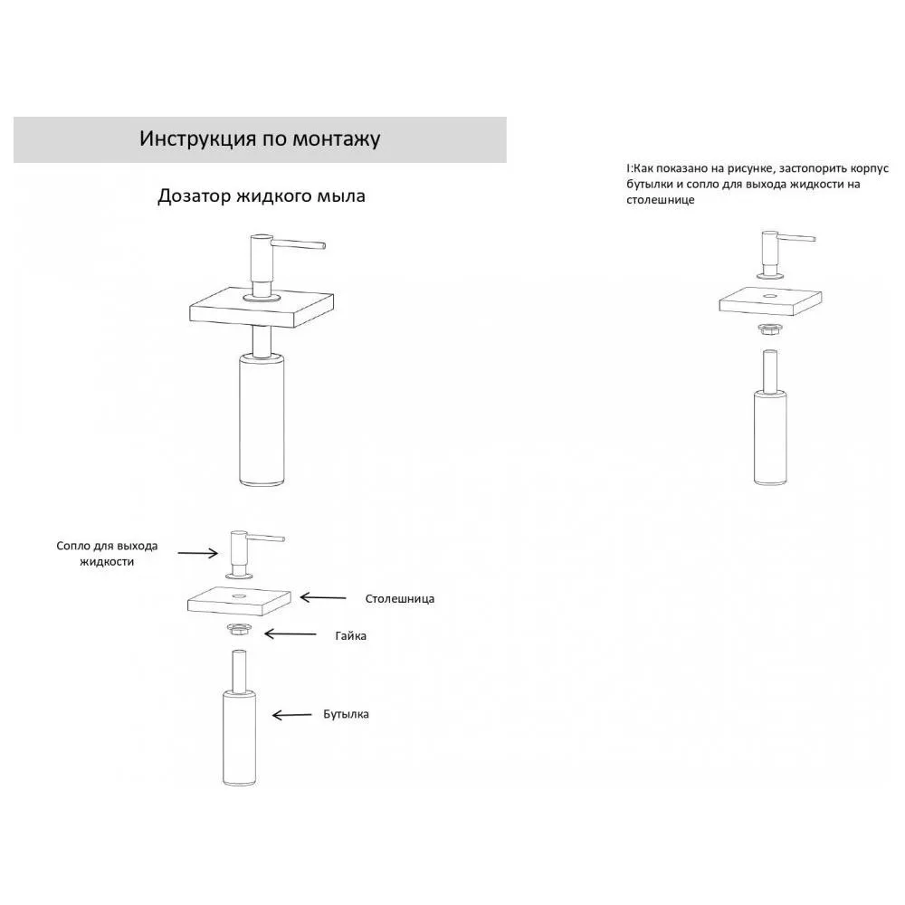 Дозатор встраиваемый Grocenberg AC0031BL, черный