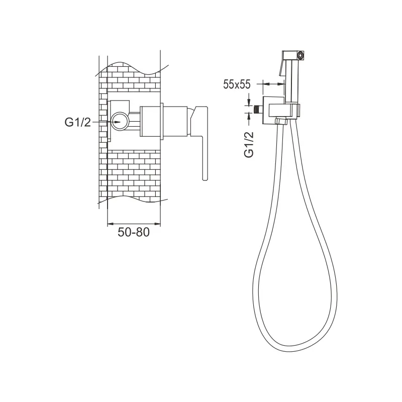 Гигиенический душ со смесителем Rose R2805, хром
