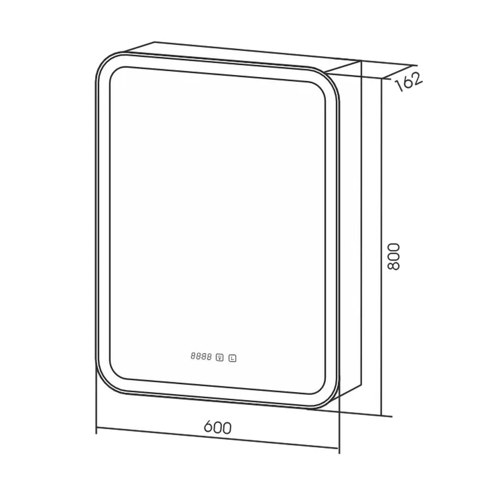 Зеркало-шкаф Silver Mirrors Фиджи BLACK 60 - 4.2 правый (часы, ТХ, сенсорный выключатель)