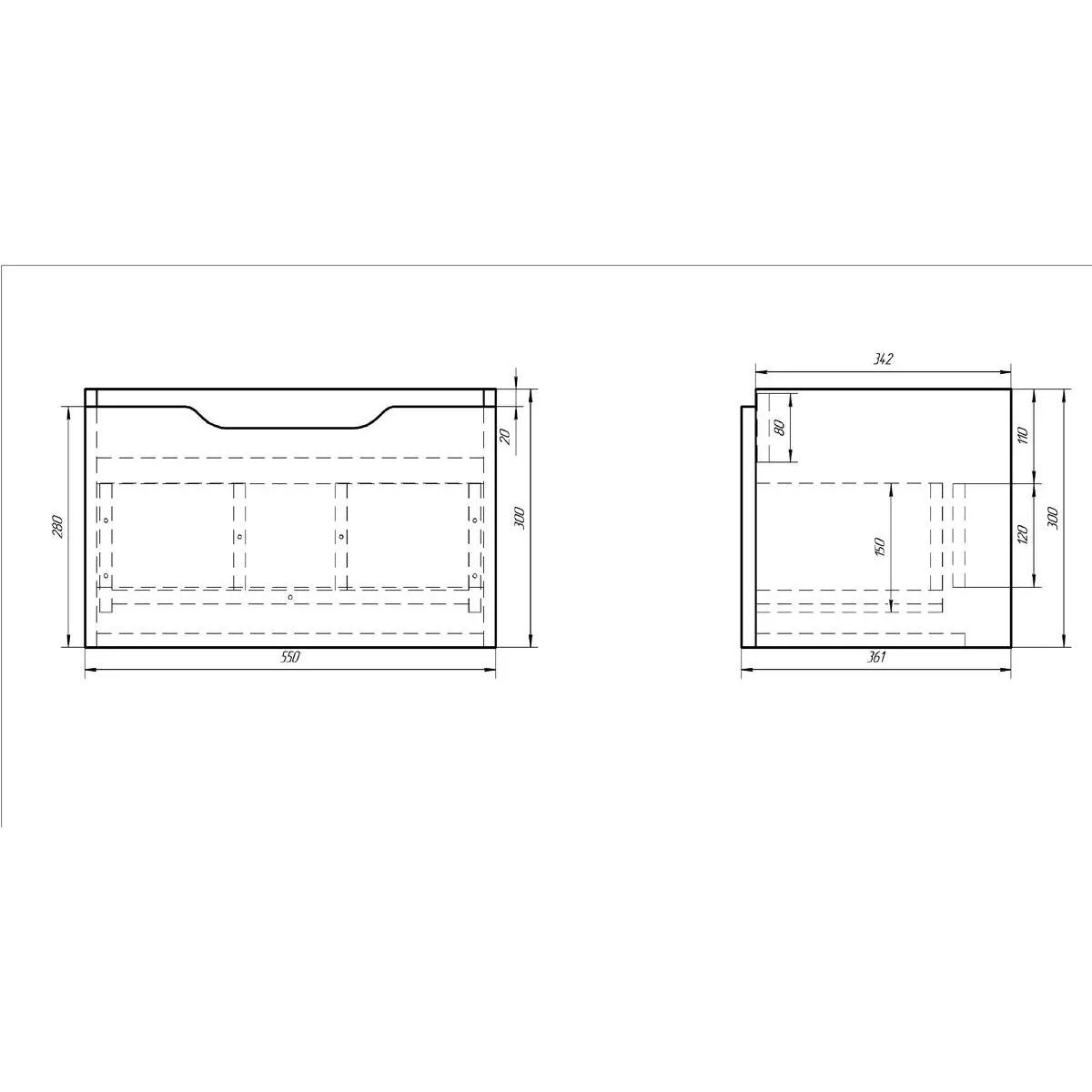 Тумба с раковиной подвесная Dreja Tiny 60 см, белый