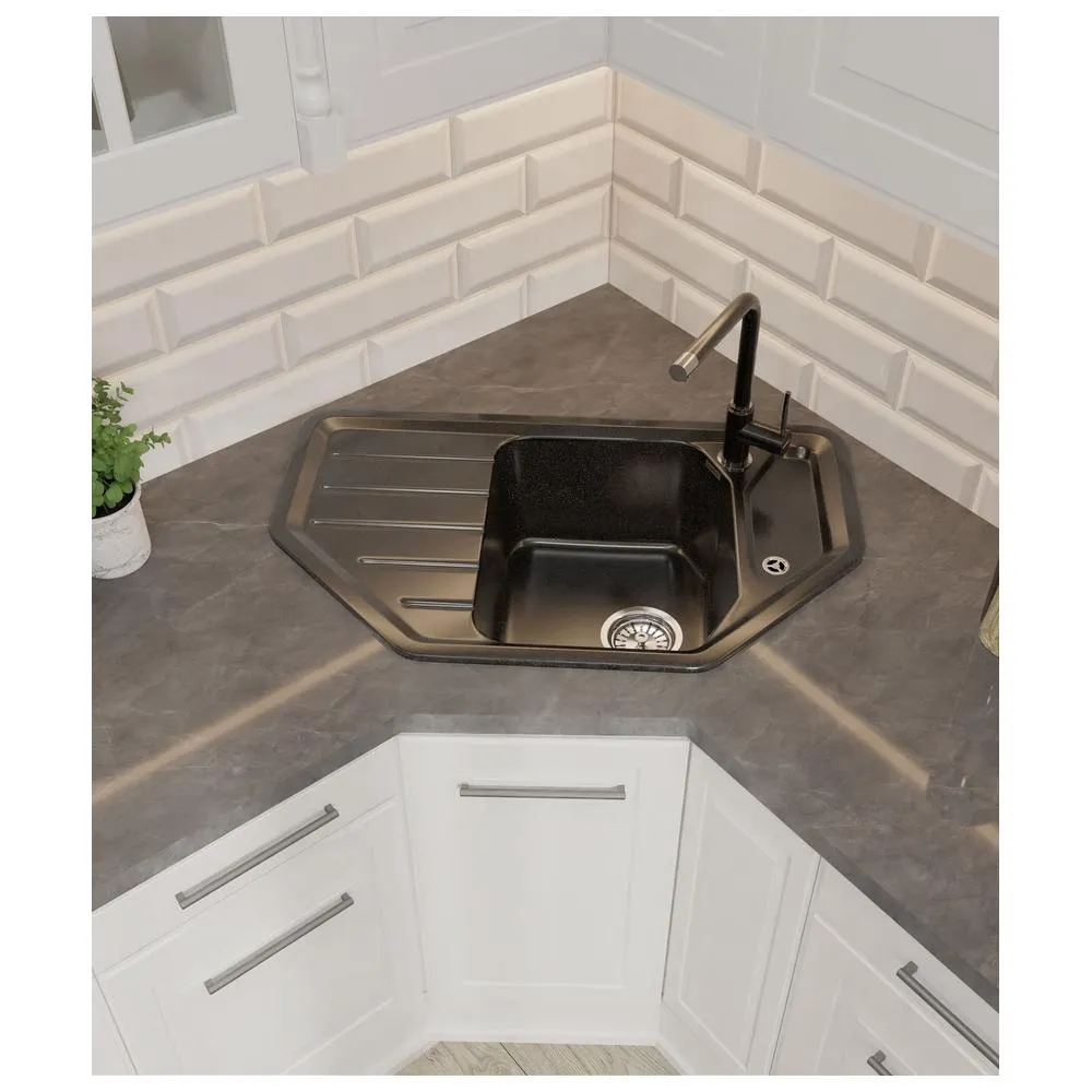 Кухонная мойка GranFest CORNER 800E, черный