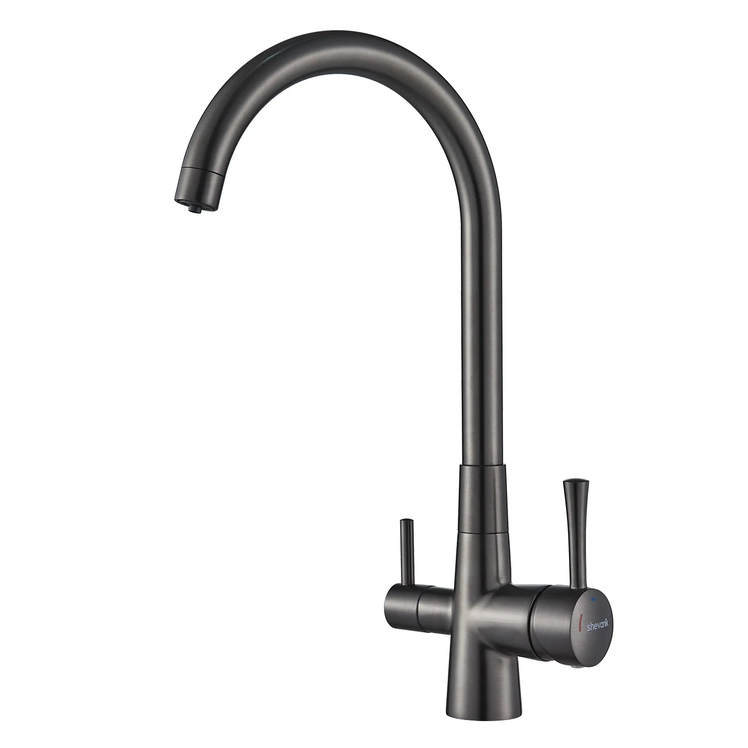 Смеситель для кухни с подключением фильтра Shevanik S428T, оружейная сталь