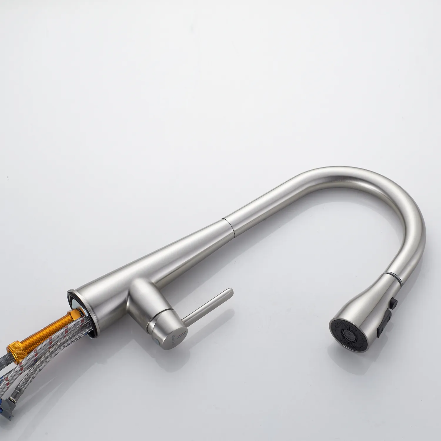 Смеситель для кухни с выдвижным изливом Shevanik S363L, сатин