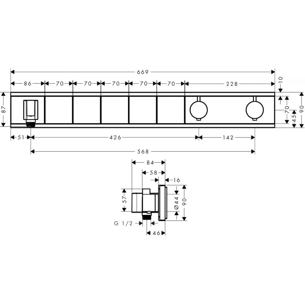 15382000S Set HG RainSelect термостатический смеситель для душа (15382000+15312180)