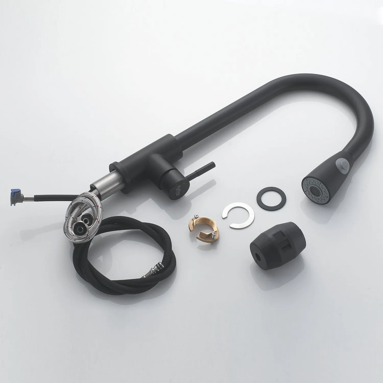 Смеситель для кухни с выдвижным изливом Raffine F213H, черный