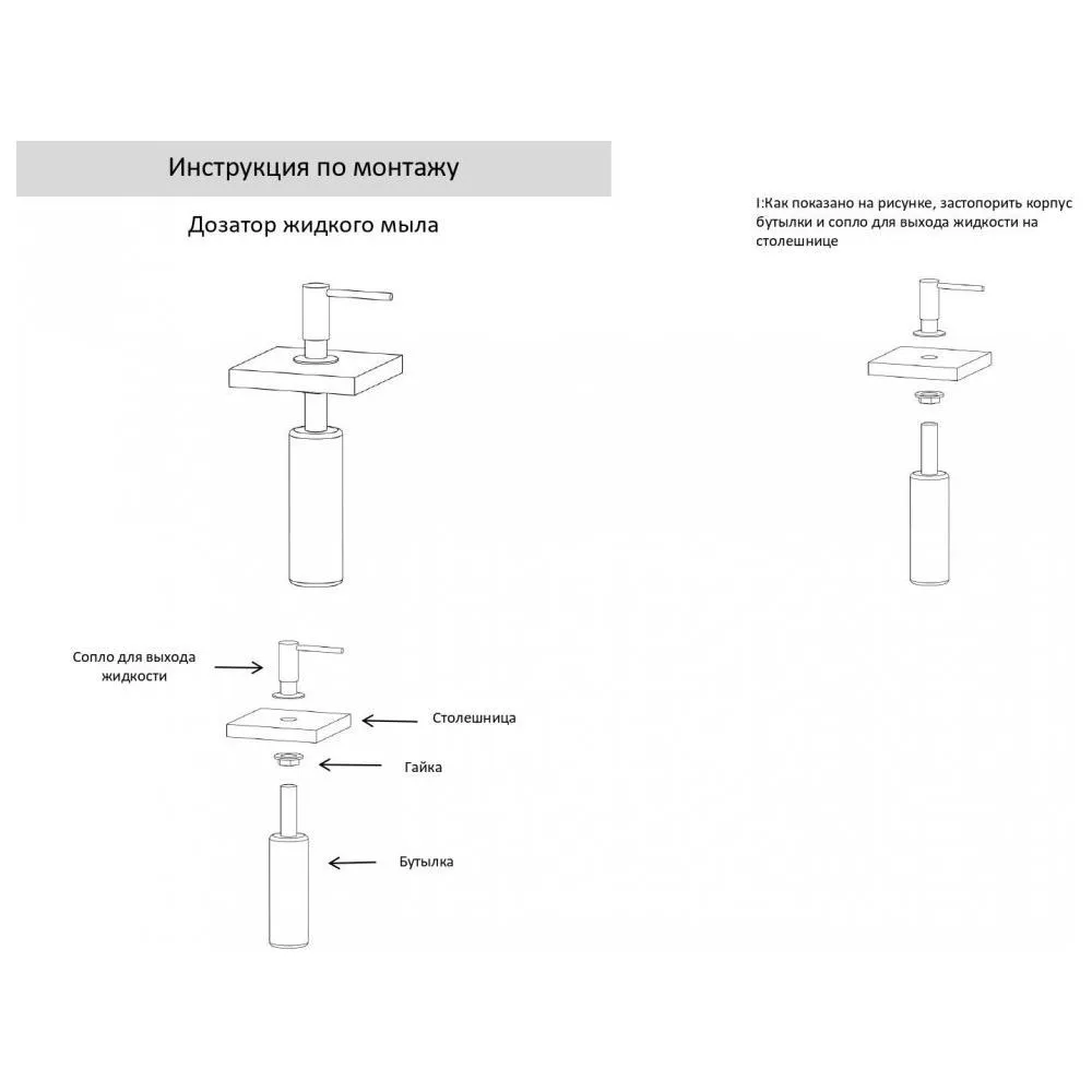 Дозатор встраиваемый Grocenberg AC0032BL, черный
