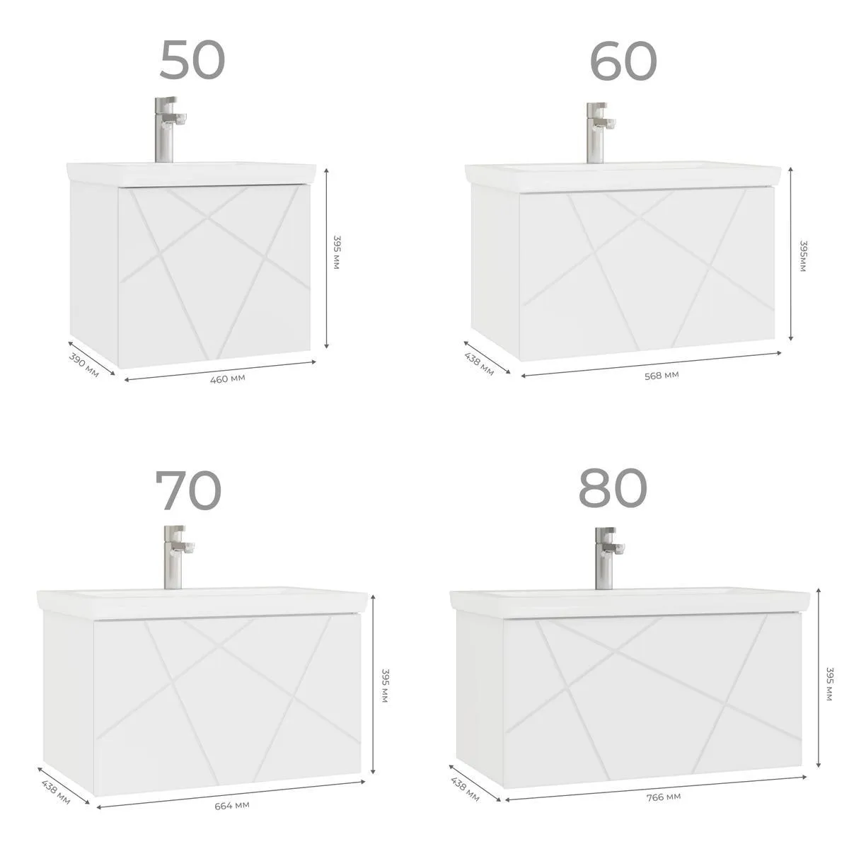 Тумба с раковиной подвесная VIGO Geometry 032, 50 см