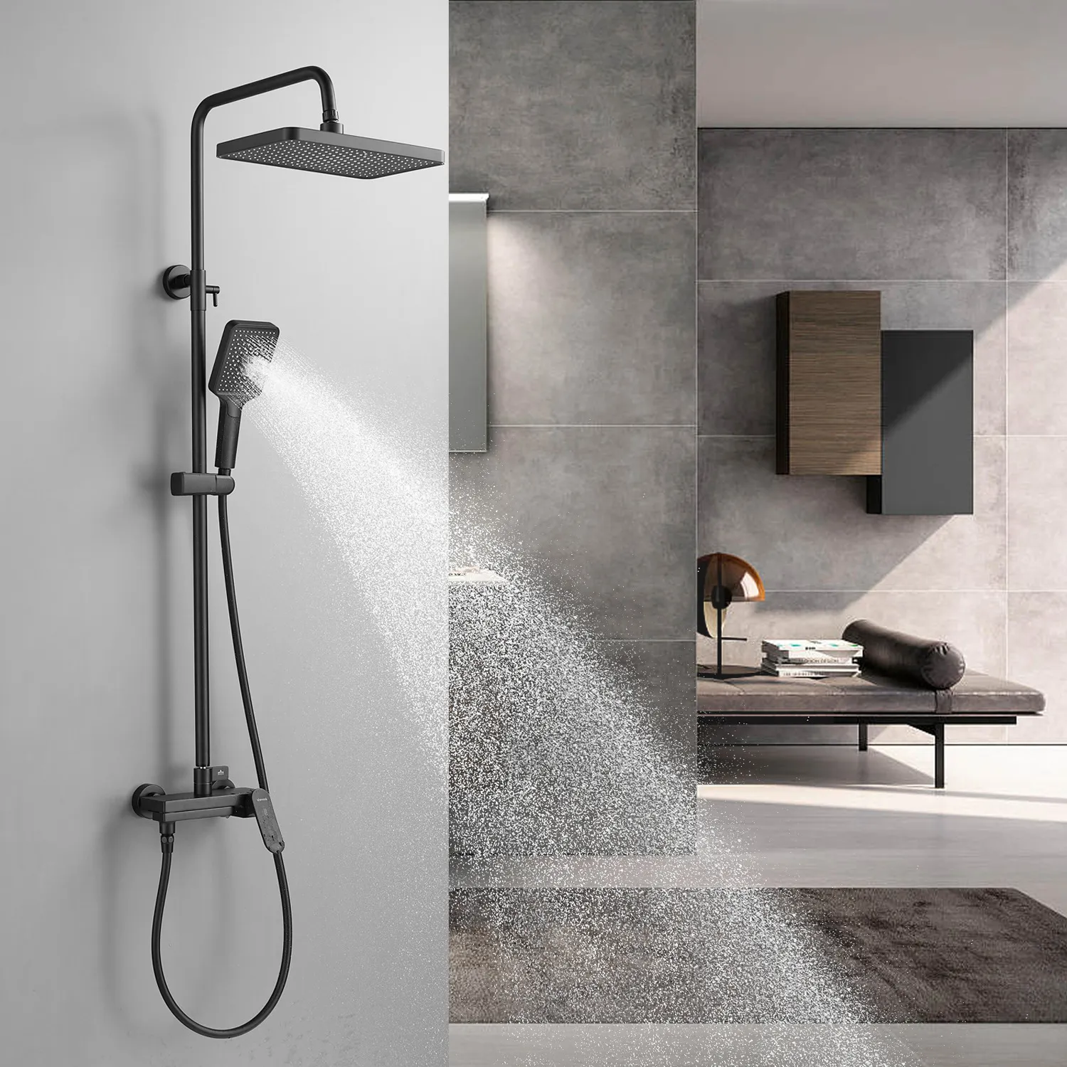 Душевая система Shevanik S4536H, черный