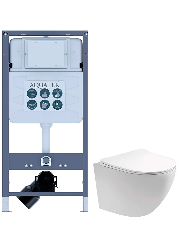 SET AQUATEK ЕВРОПА (рама AQUATEK Standard INSP-0000001 (без клавиши и крепежа)+унитаз ЕВРОПА AQ1900T-00 с тонким сиденьем soft-close