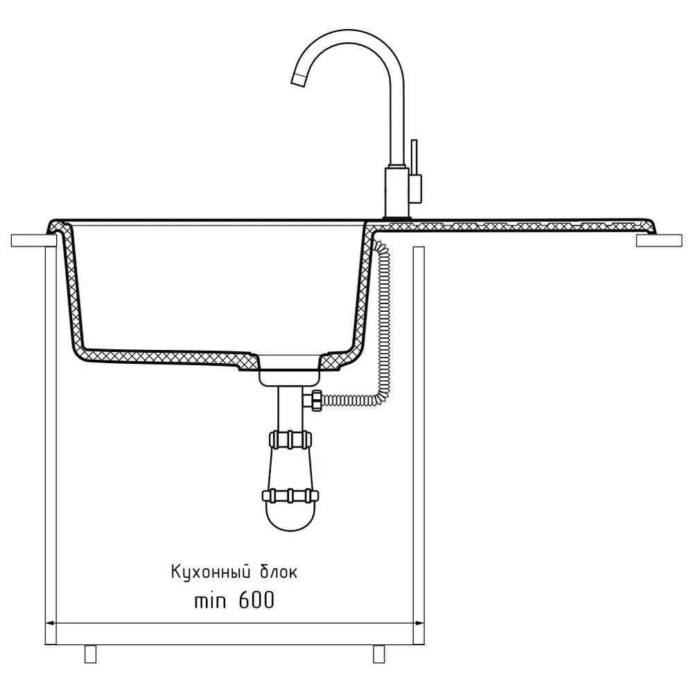 Кухонная мойка GranFest QUARZ 53, черный