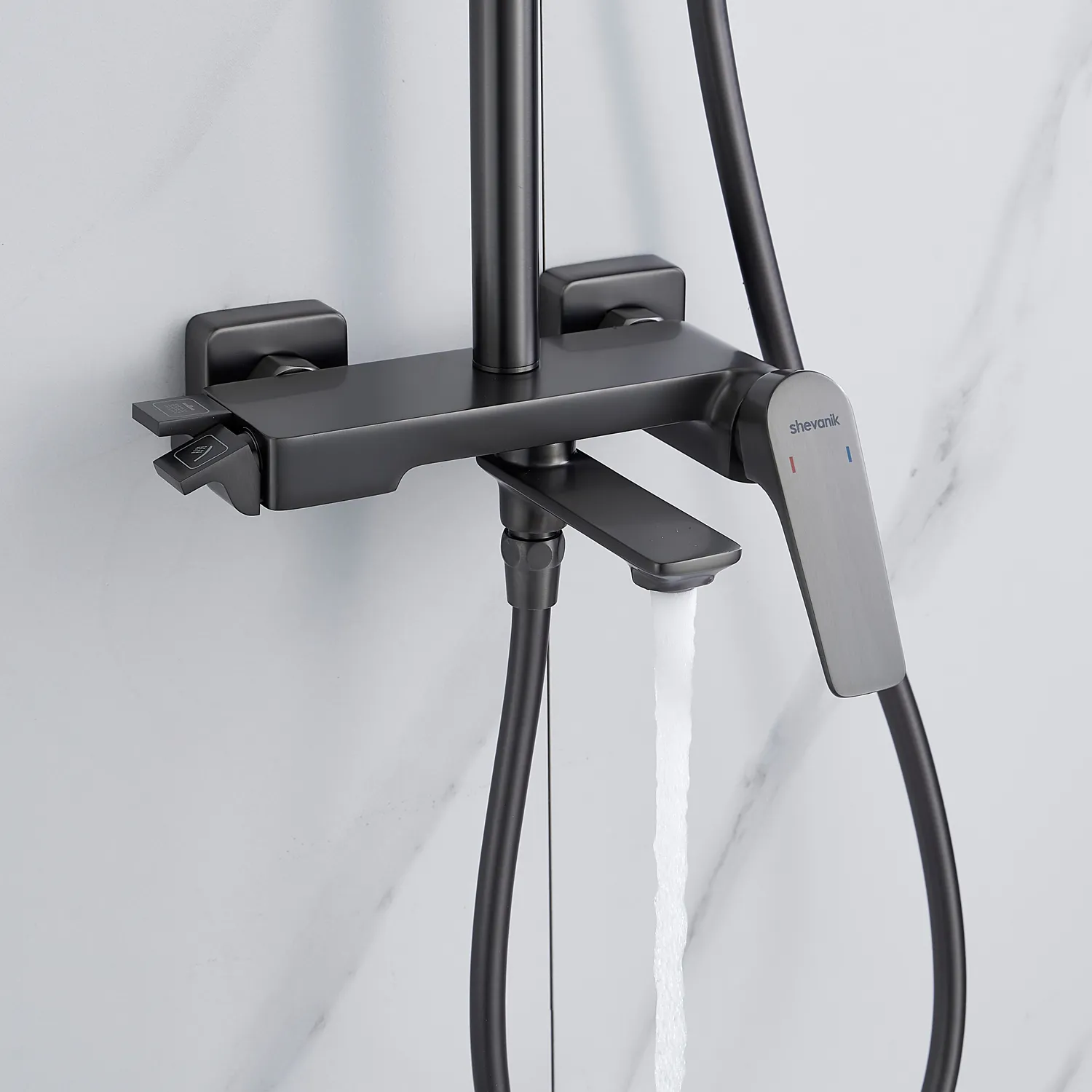 Душевая система Shevanik S4226T, оружейная сталь