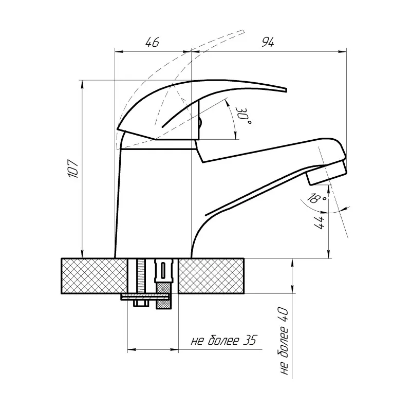 Смеситель для раковины Сантаком stOMEGA 3302-3, хром