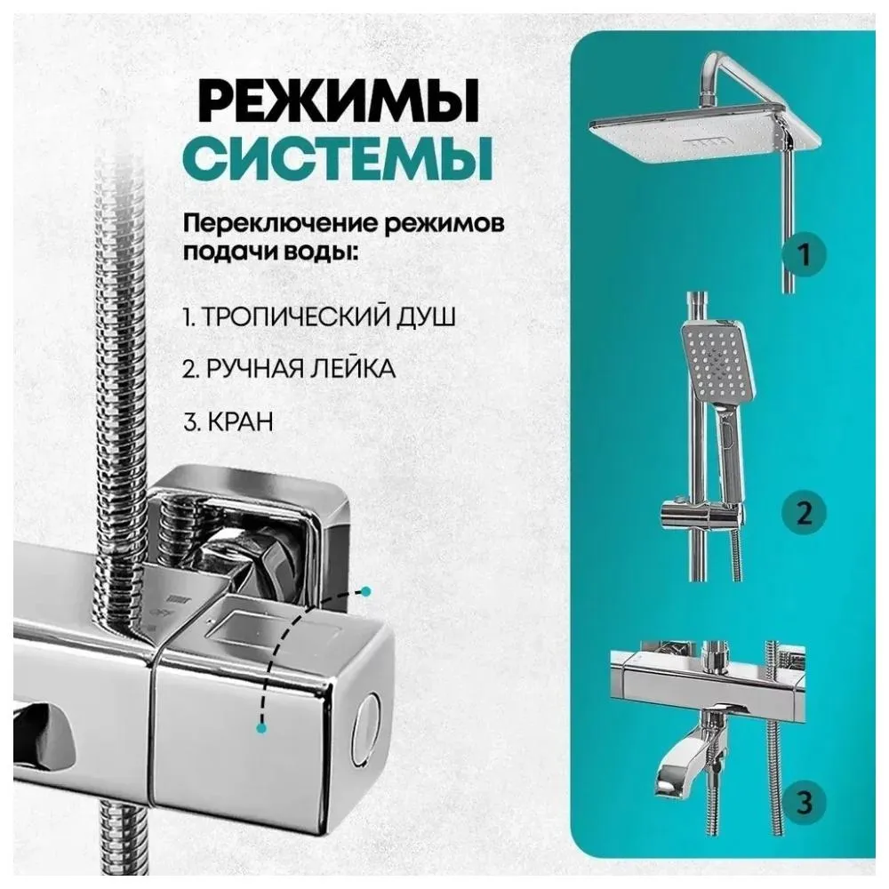 Душевая система с термостатом Grocenberg GB7005CR, хром